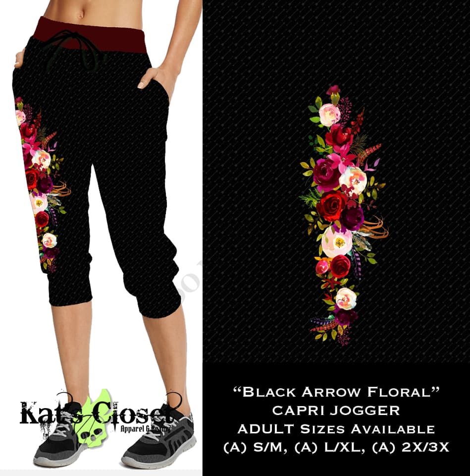 Black Arrow Floral - Capri Joggers JOGGERS