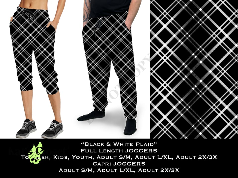 Black & White Plaid - Full Capri Joggers JOGGERS