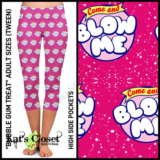 Bubble Gum Treat Capris w/Pockets Leggings