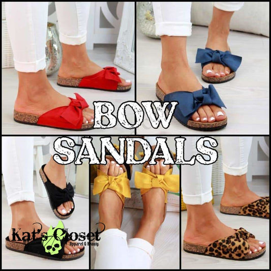 Canvas Bow Slide Sandals - Black & Cheetah IN STOCK Footwear