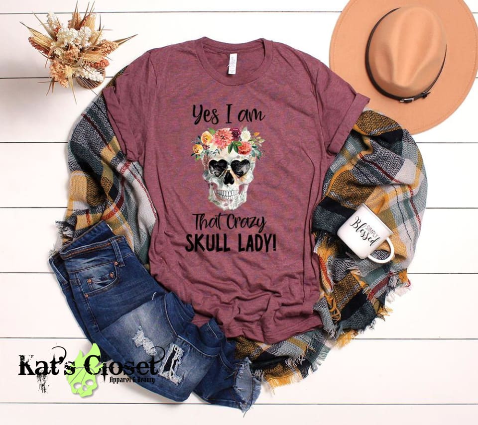 Crazy Skull Lady Graphic T-Shirt Tees