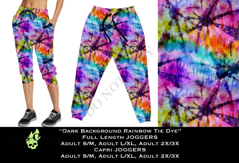 Dark Rainbow Tie Dye - Full & Capri Joggers JOGGERS