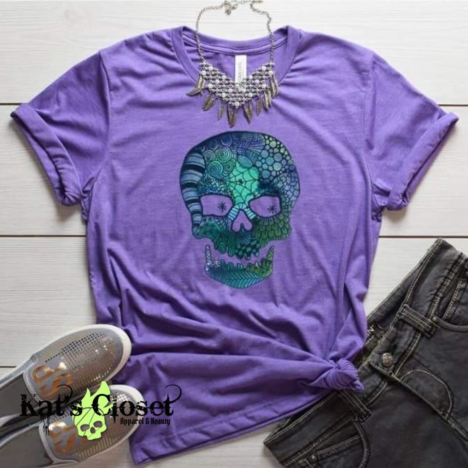Deco Teal Skull Custom Graphic T-Shirt Tees