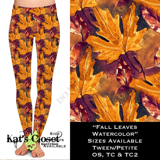 Fall Leaves Watercolor - Leggings LEGGINGS & CAPRIS