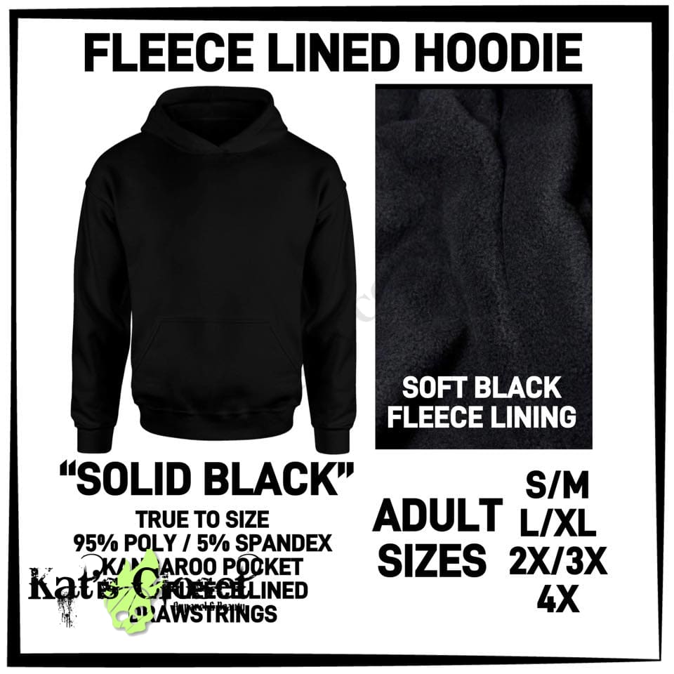 Fleece Lined Hoodie - Solid Black - 2/3X In Stock