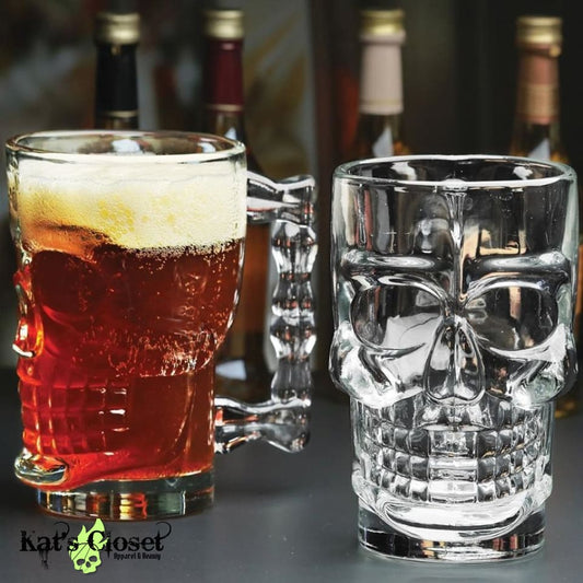 Glass Skull Mugs - 18oz - Pair Mug