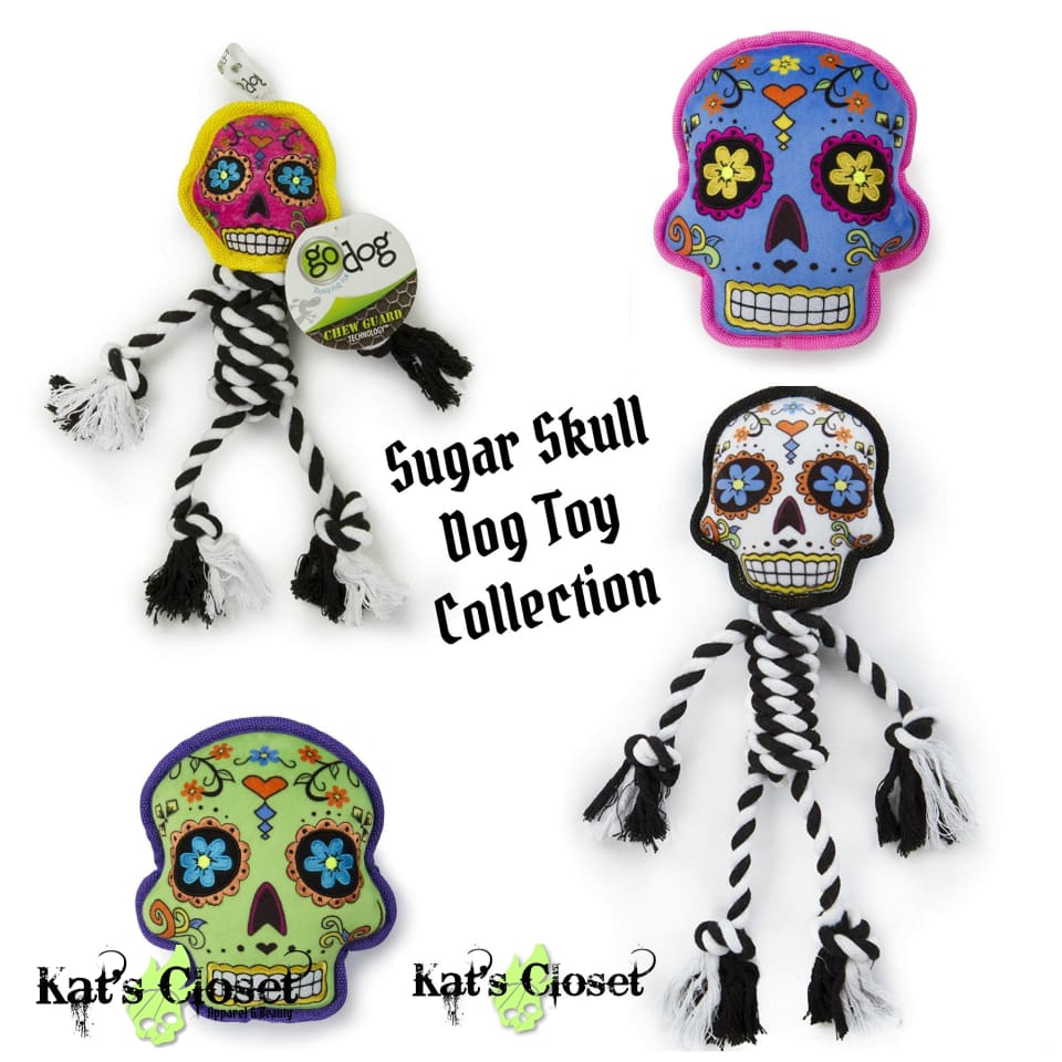 goDog Sugar Skull Dog Toy Collection with Chew Guard Technology Pets