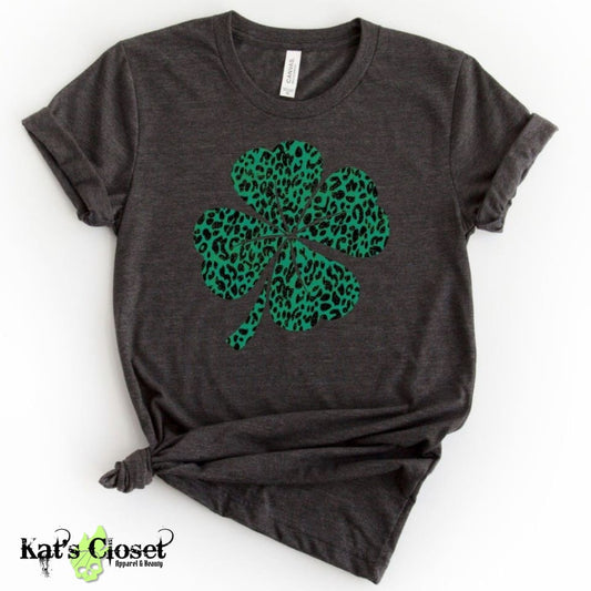Green Black Leopard Shamrock Graphic T-Shirt MWTTee