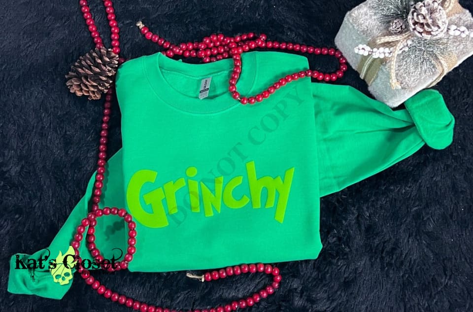 Grinchy Puff Letters Crewneck Sweatshirt MWTCrewNeck
