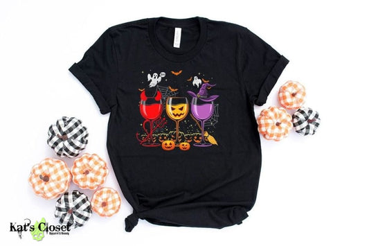 Halloween Wine Custom Graphic T-Shirt Tees