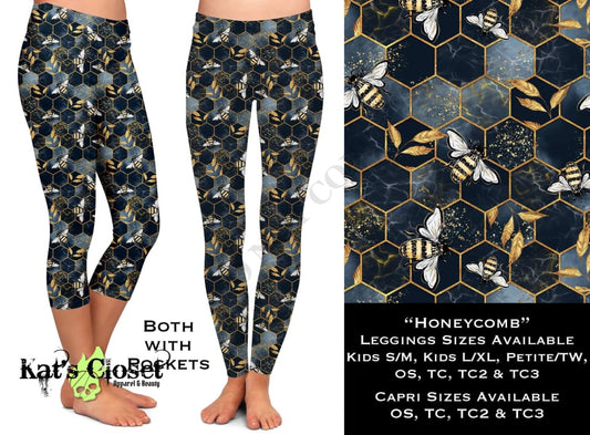 Honeycomb - Full & Capri Leggings w/Pockets LEGGINGS CAPRIS