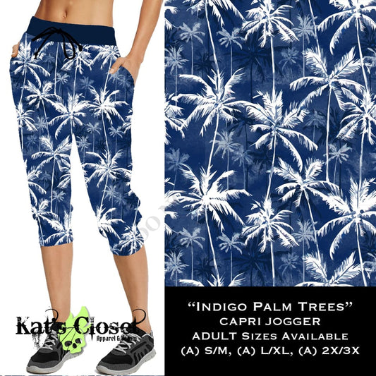 Indigo Palm Trees - Full & Capri Joggers JOGGERS