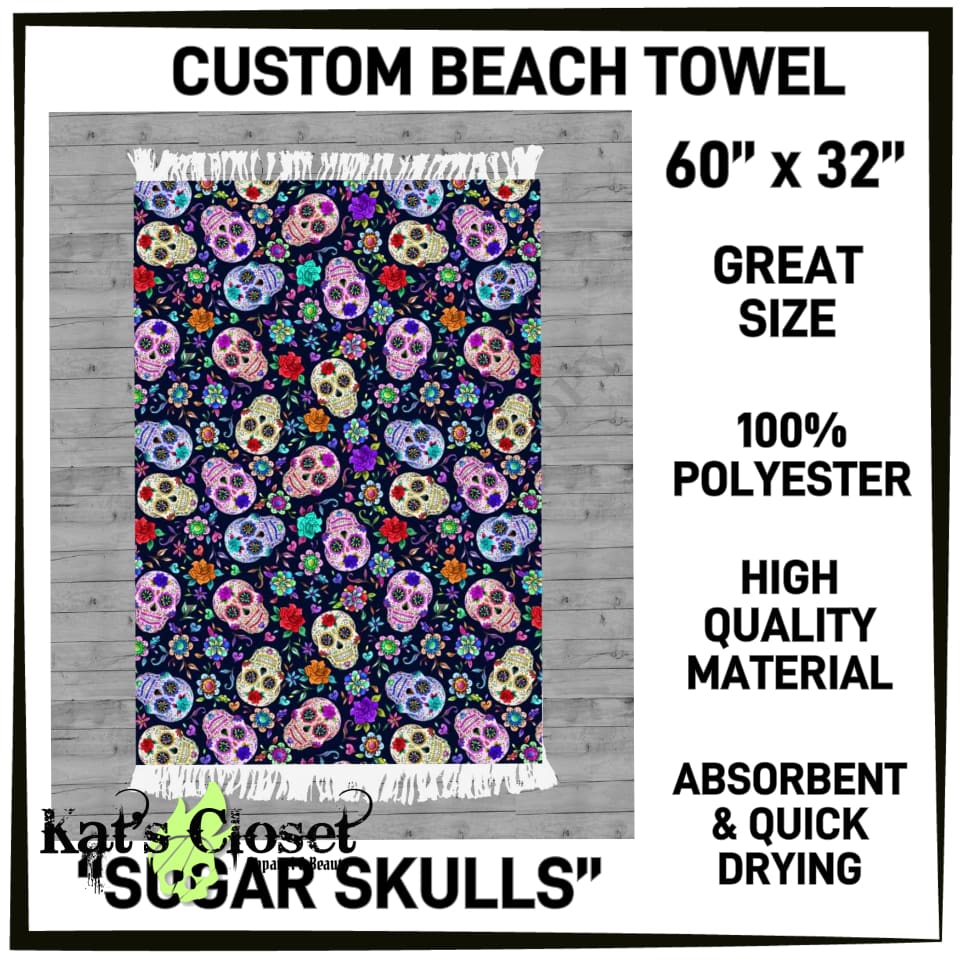 Jumbo Beach Towels - Sugar Skulls Towel