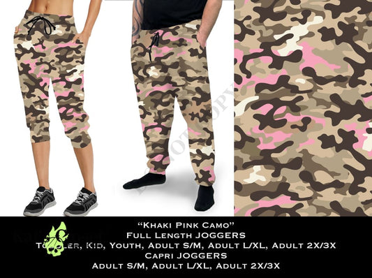 Khaki Pink Camo - Full & Capri Joggers JOGGERS