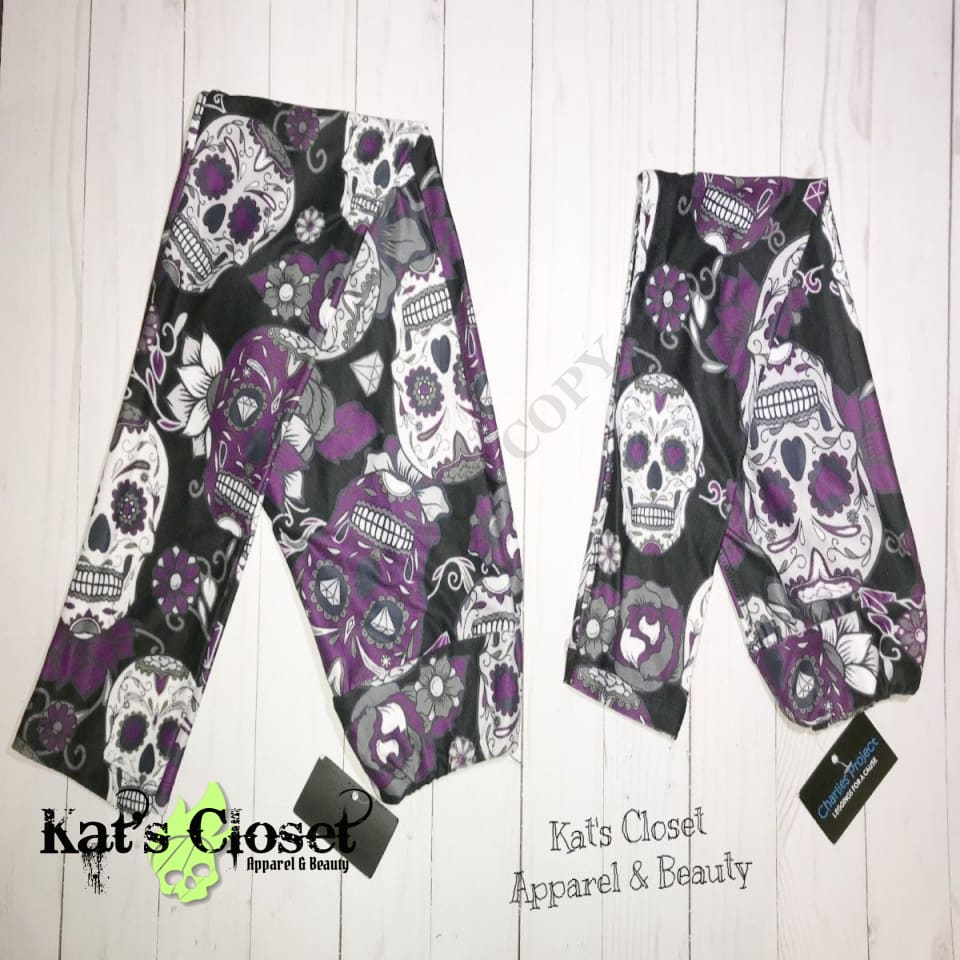 KIDS - Charlie’s Project Purple Skulls Leggings