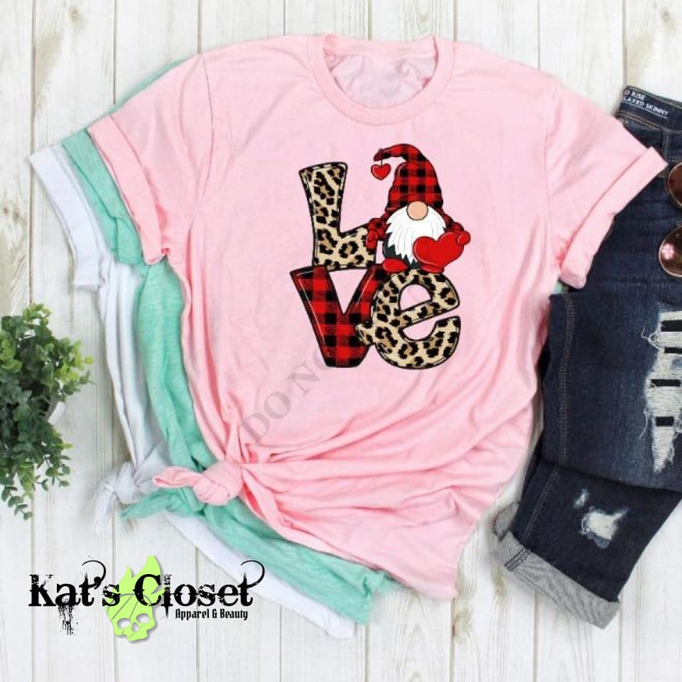 Leopard & Plaid Love Gnome Graphic T-Shirt MWTTee