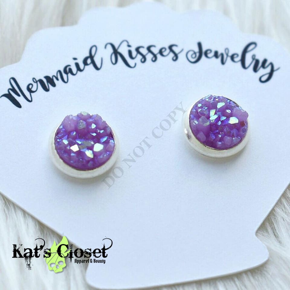 Lilac Sparkle Druzy Earrings Jewelry
