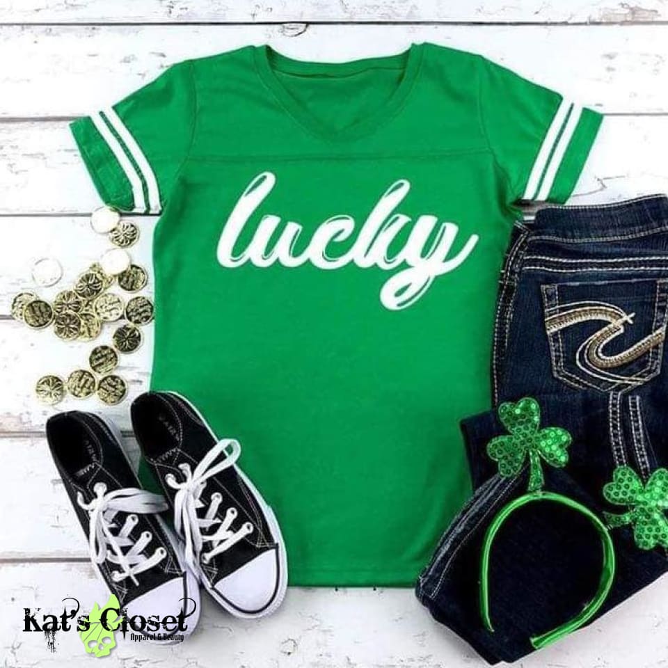 Lucky V-Neck Graphic Tee Tees