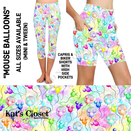 Mouse Balloons Capris & Biker Shorts w/Pockets - PRE-ORDERS CLOSED ETA May Ordered Pre-Orders