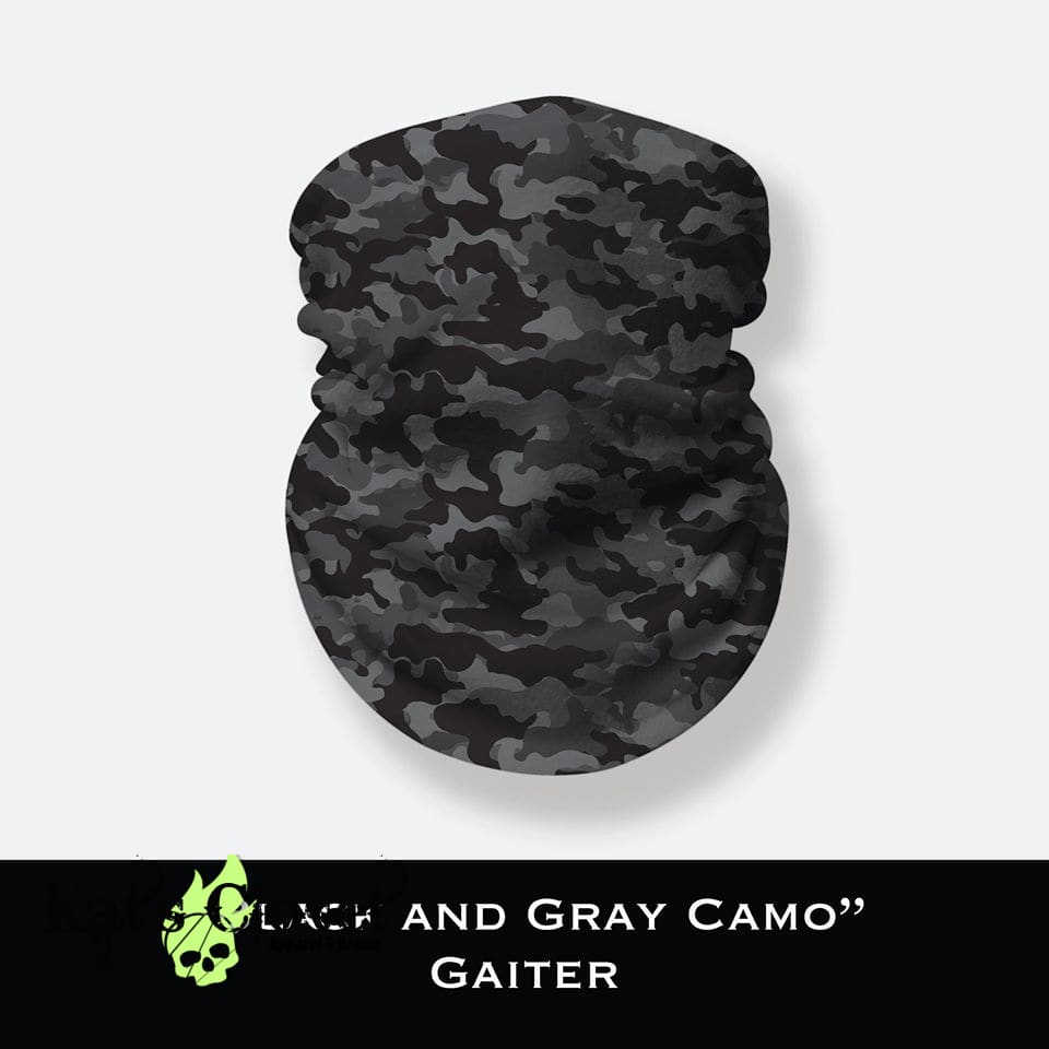 Neck Gaiter Bandana - Black & Grey Camo Face Cover