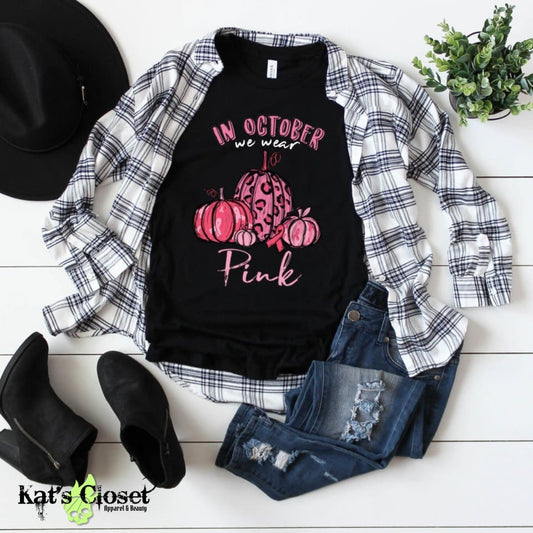 October Pink Pumpkins Graphic T-Shirt Tees