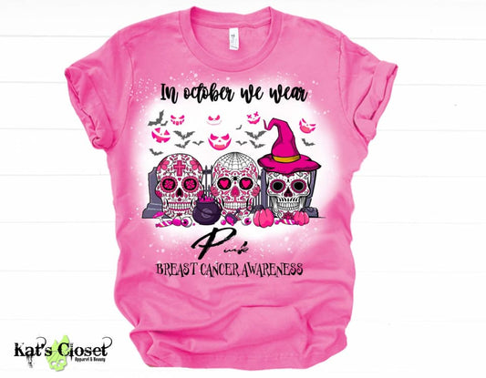 October Pink Sugar Skulls Bleached T-Shirt Tees