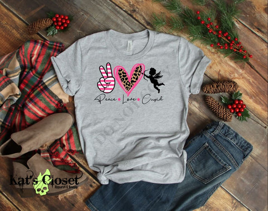 Peace Love Cupid Custom Graphic T-Shirt MWTTee