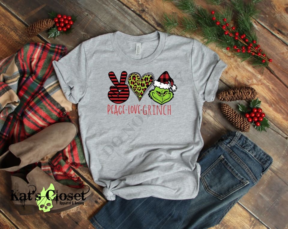 Peace Love Grinch Custom Graphic T-Shirt MWTTee