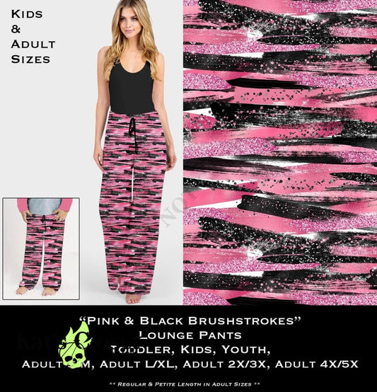 Pink & Black Brushstrokes Lounge Pants LOUNGE PANTS