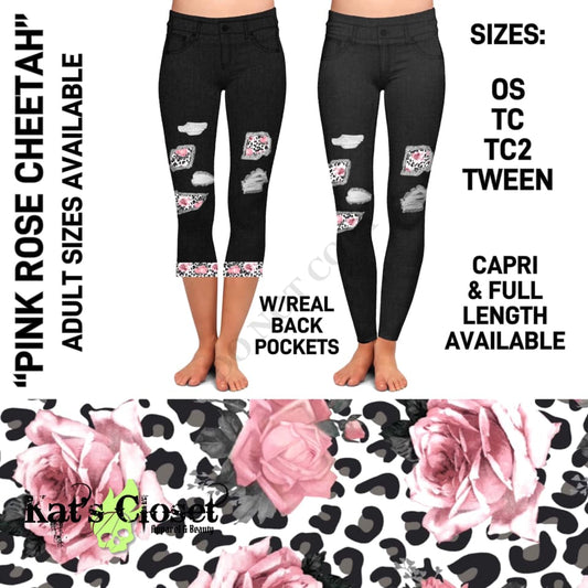 Pink Rose Cheetah Peek A Boo Leggings & Capris LEGGINGS CAPRIS