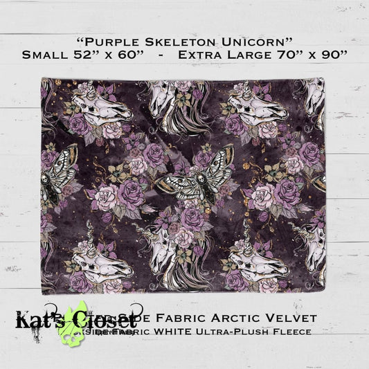 Purple Skeleton Unicorn - Blanket BLANKETS
