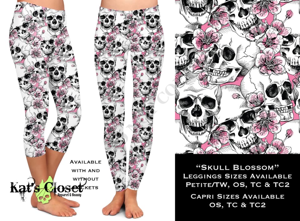 Skull Blossom Leggings Capris & Capri Joggers