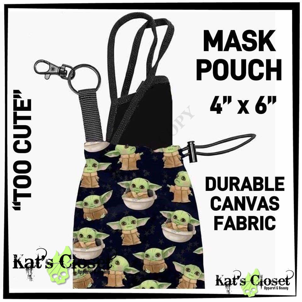 Small Pouch Bags For Face Covers/Money/Cards w/Clip & Pull Tie - 4 patterns in stock Coin Pouches
