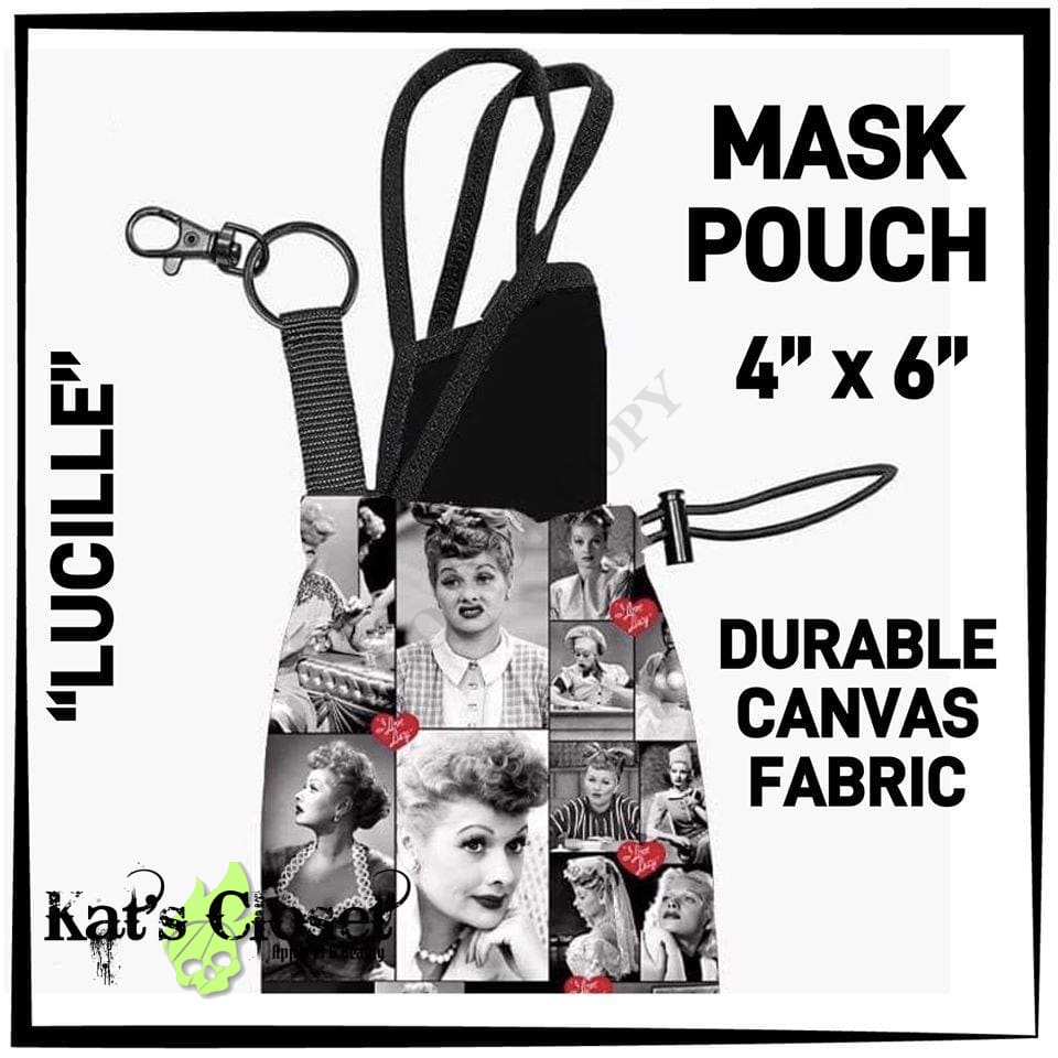 Small Pouch Bags For Face Covers/Money/Cards w/Clip & Pull Tie - 4 patterns in stock Coin Pouches