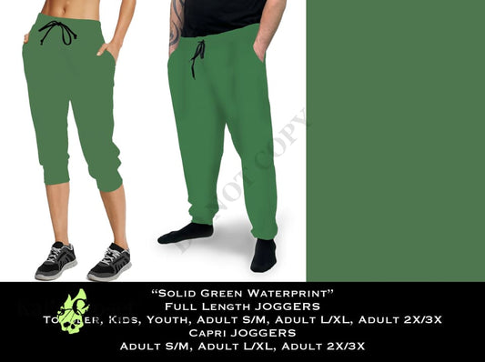 Solid Green Waterprint - Full & Capri Joggers JOGGERS