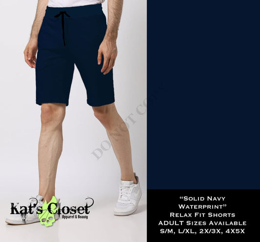 Solid NAVY Relaxed Fit Shorts SHORTS