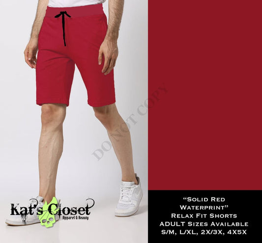 Solid Red - Relaxed Fit Shorts SHORTS