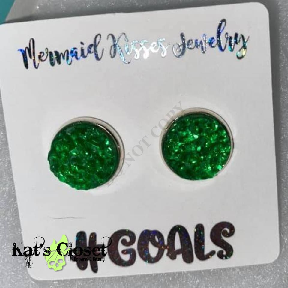 Sour Apple Green Druzy Earrings Jewelry