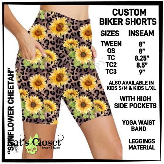 Sunflower Cheetah Biker Shorts w/Pockets - PRE-ORDERS CLOSED ETA MAY Ordered Pre-Orders