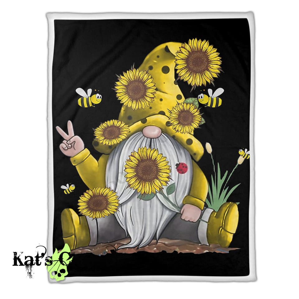 Sunflowers & Bees Gnome Sherpa Throw Blanket Blankets