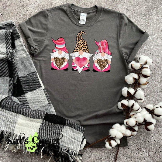 V-Day Gnomes Graphic T-Shirt - Pink or Dark Grey MWTTee
