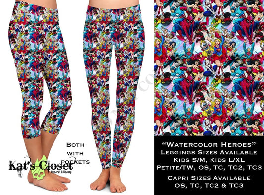 Watercolor Heroes -Full & Capri Length Leggings LEGGINGS CAPRIS