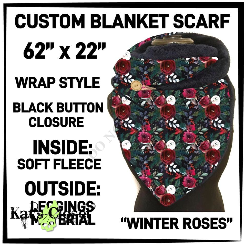 Winter Roses Fleece Wrap Scarf